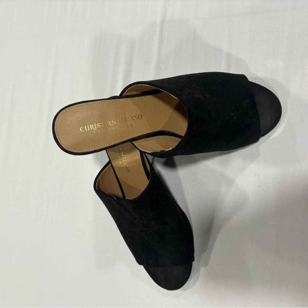 Black Suede Mules by Christian Siriano